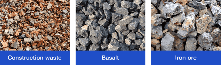 Tire-mounted mobile crusher Material images